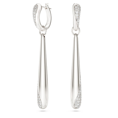Swarovski Classica drop and hoop earrings Round cut, White, Sterling silver