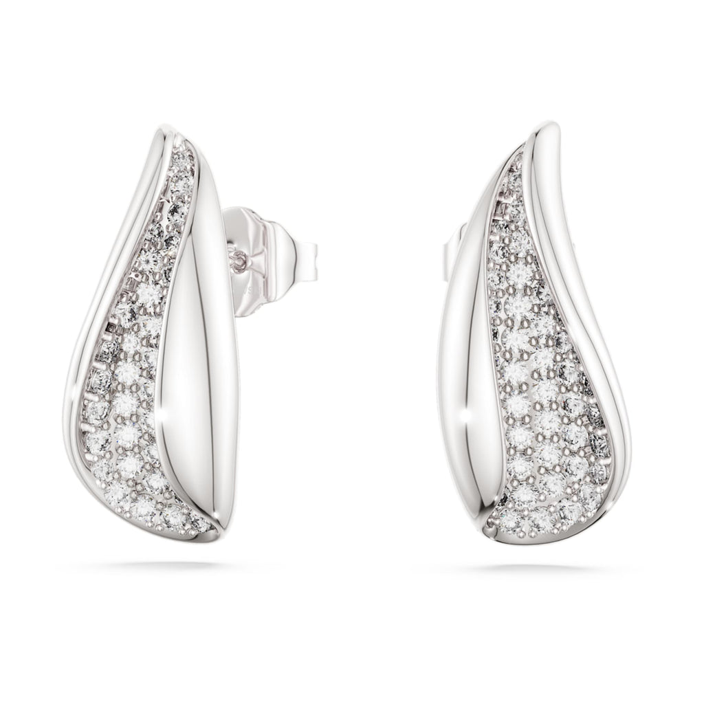 Swarovski Classica drop earrings Round cut, White, Sterling silver
