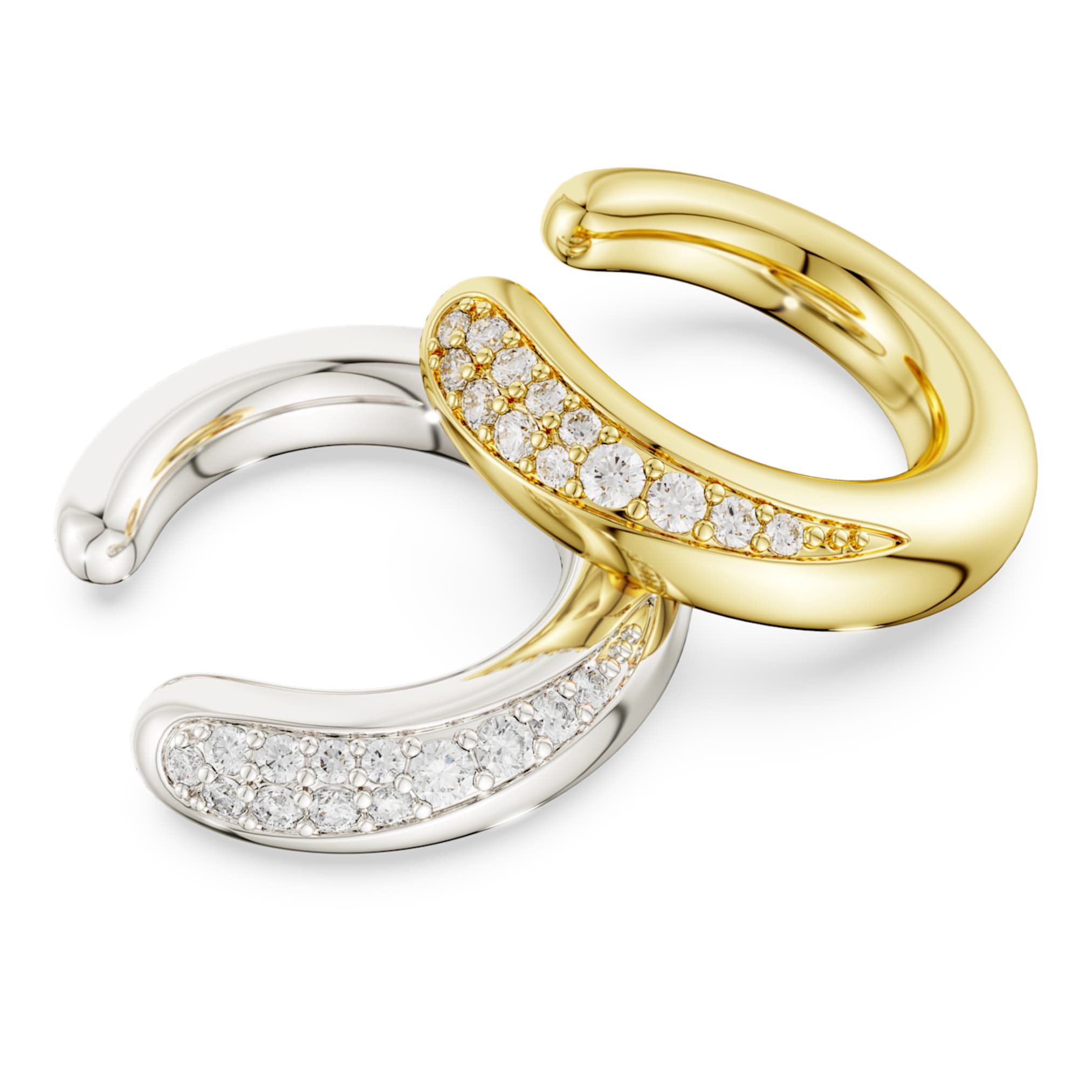Swarovski Classica ear cuffs Round cut, White, Sterling silver, 18K gold finish