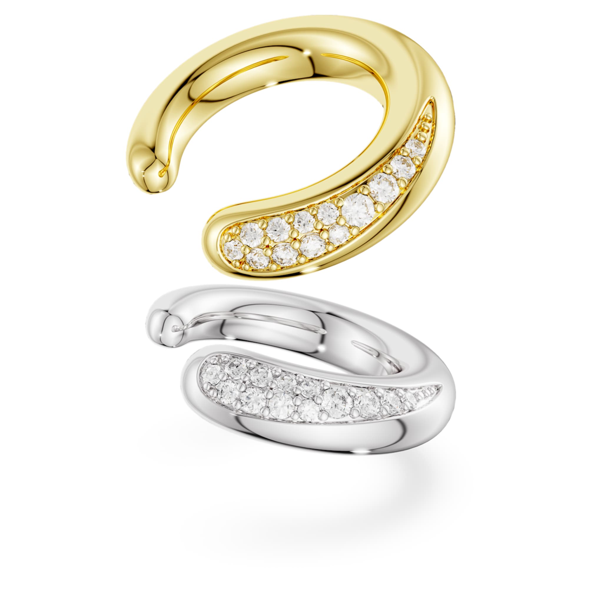 Swarovski Classica ear cuffs Round cut, White, Sterling silver, 18K gold finish