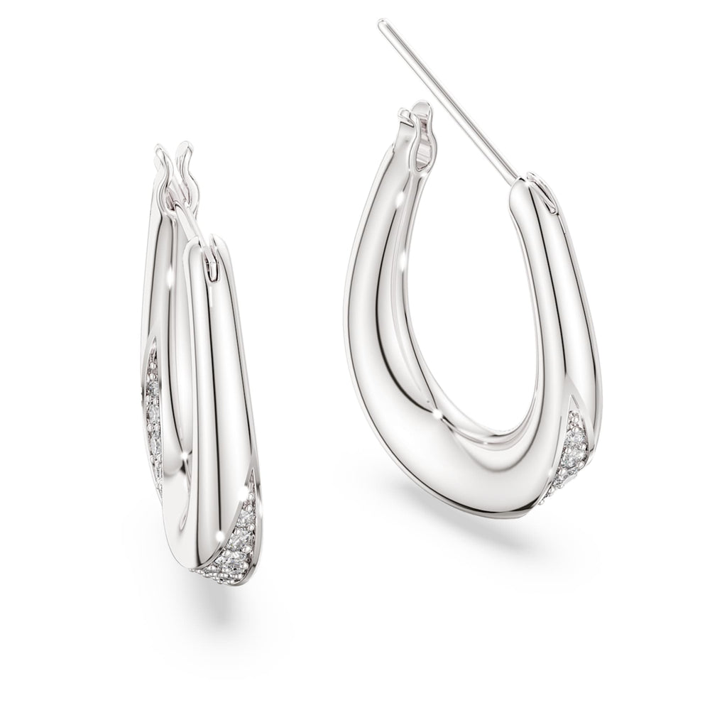 Swarovski Classica hoop earrings Round cut, Small, White, Sterling silver