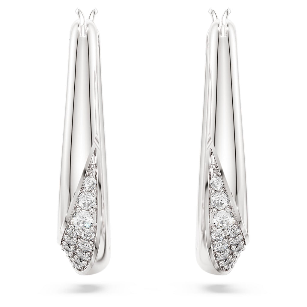 Swarovski Classica hoop earrings Round cut, Small, White, Sterling silver