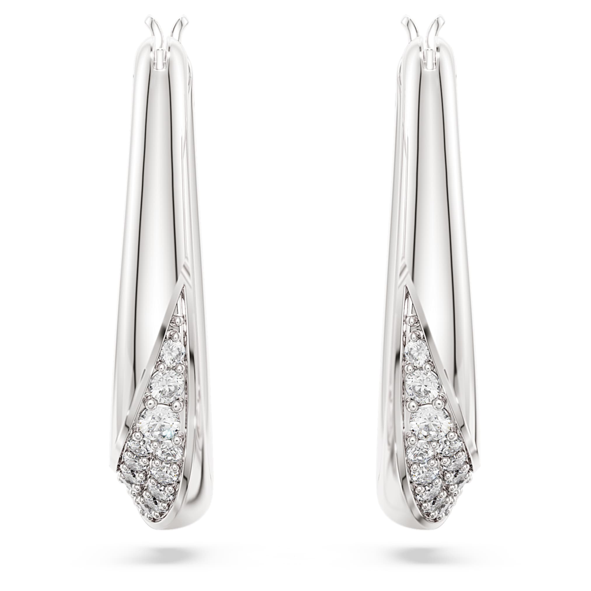 Swarovski Classica hoop earrings Round cut, Small, White, Sterling silver