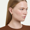 Swarovski Classica hoop earrings Round cut, White, Sterling silver, 18K gold finish