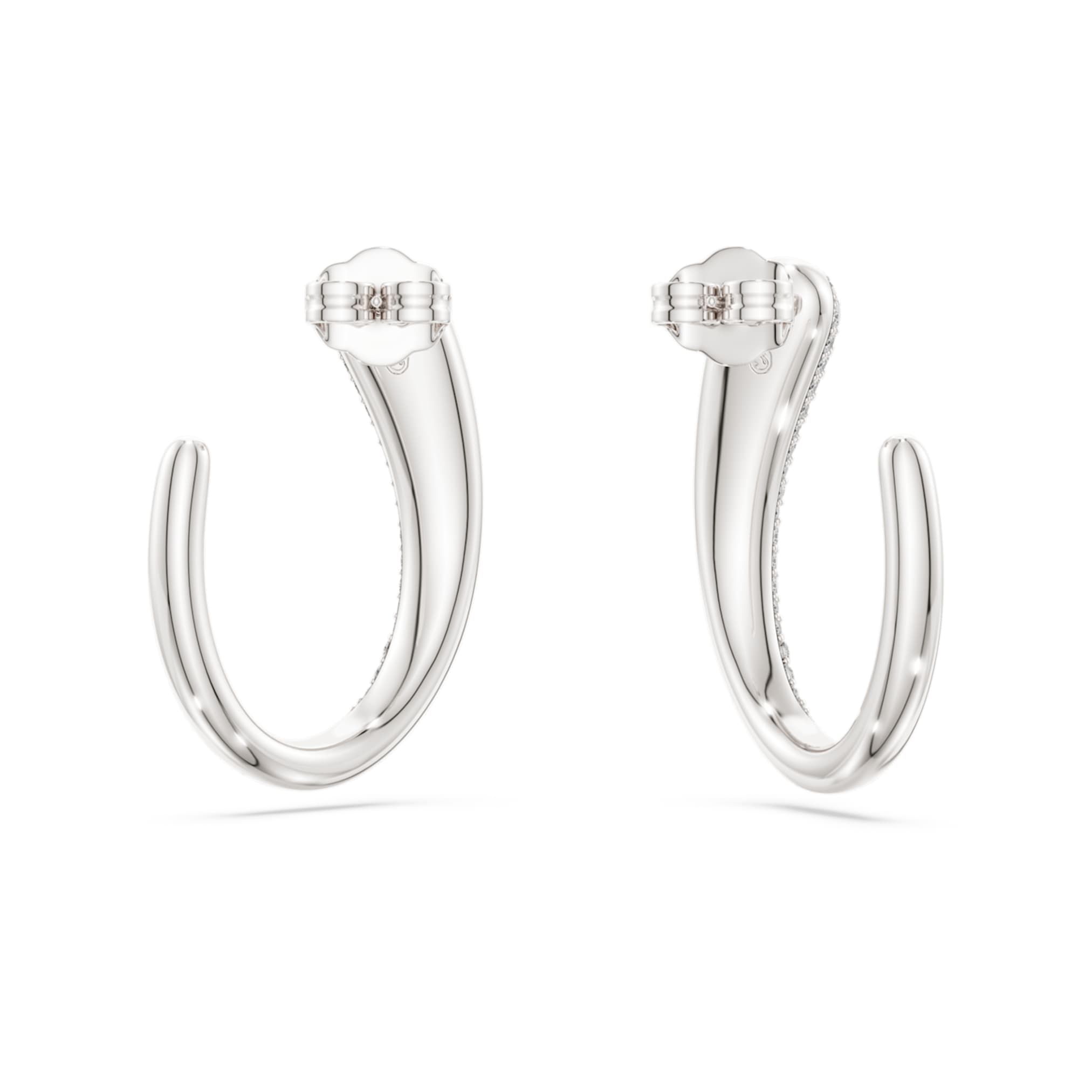 Swarovski Classica hoop earrings Round cut, White, Sterling silver
