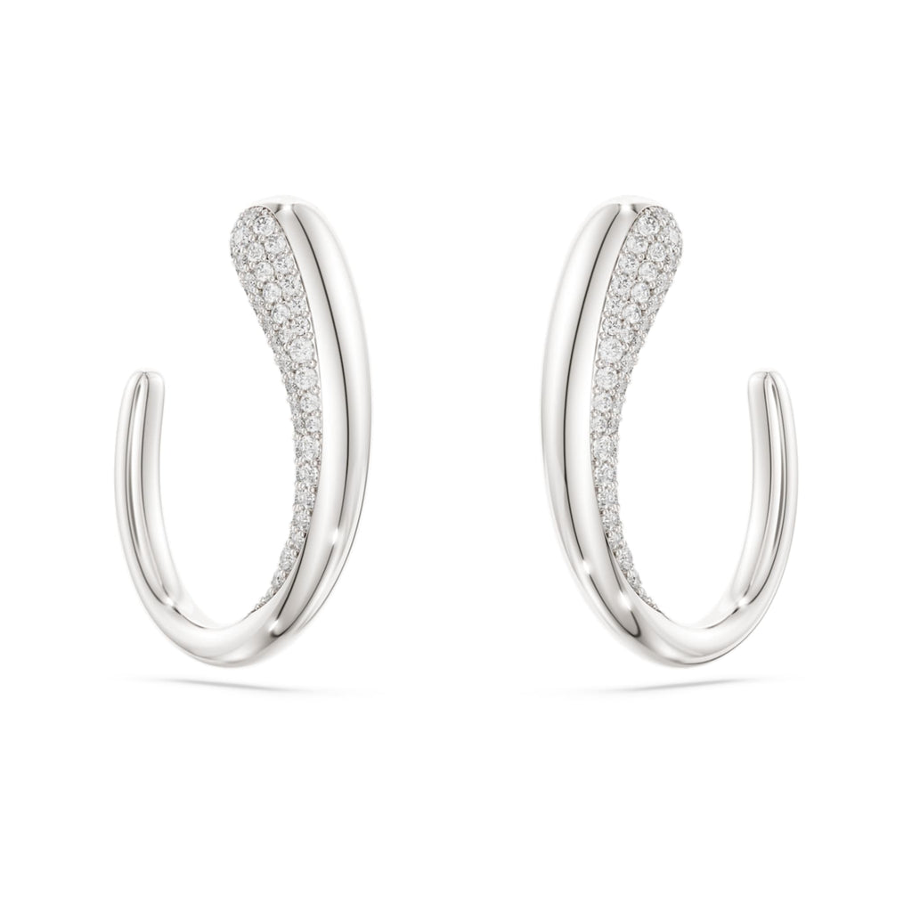 Swarovski Classica hoop earrings Round cut, White, Sterling silver