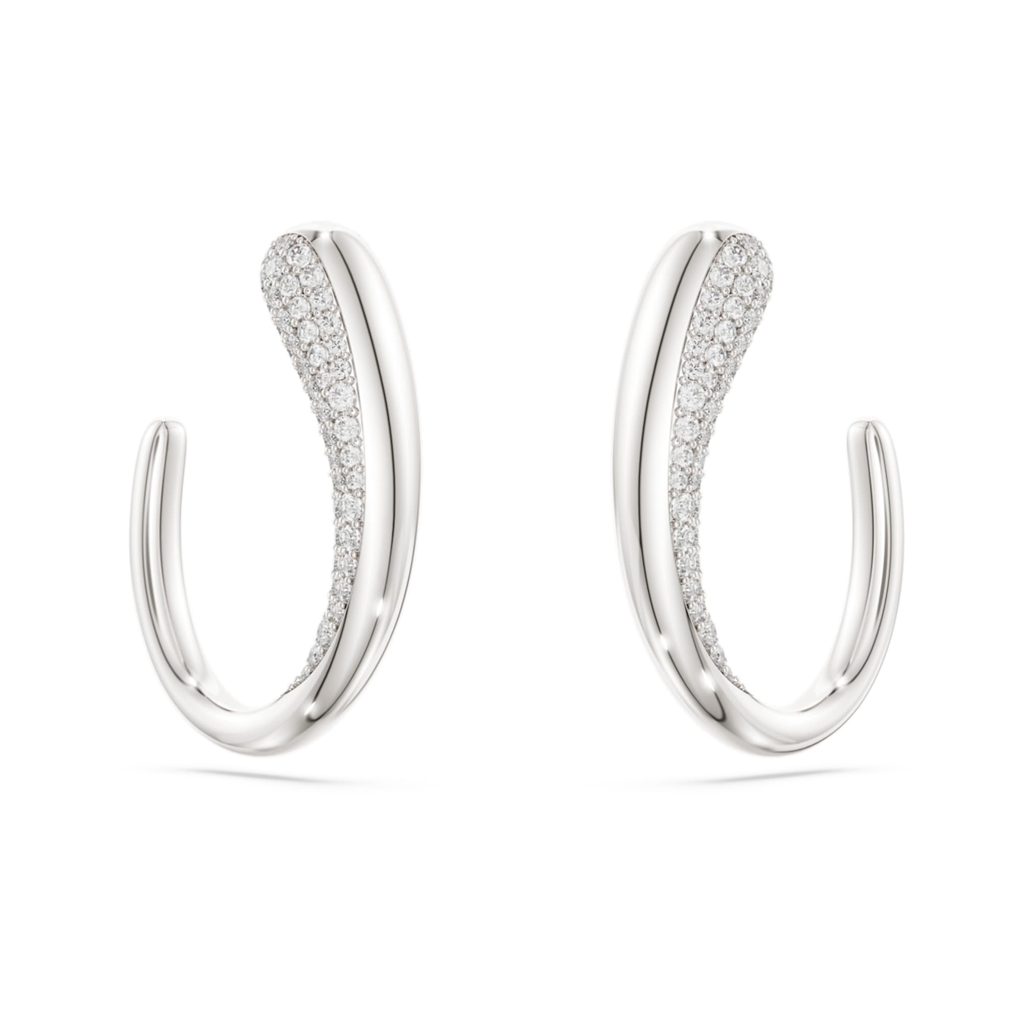 Swarovski Classica hoop earrings Round cut, White, Sterling silver