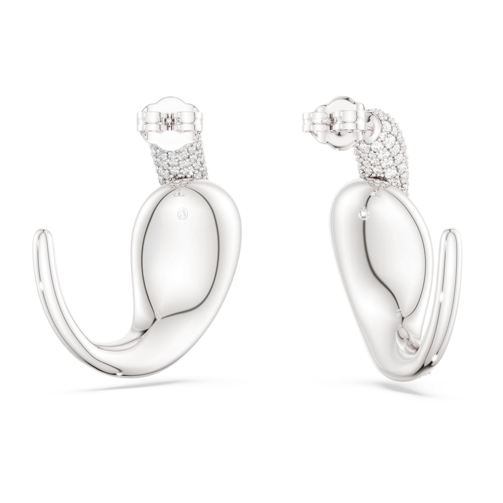 Swarovski Classica hoop earrings Statement, Round cut, White, Sterling silver