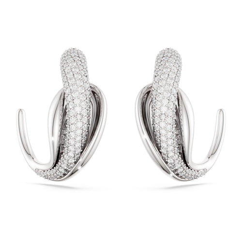 Swarovski Classica hoop earrings Statement, Round cut, White, Sterling silver