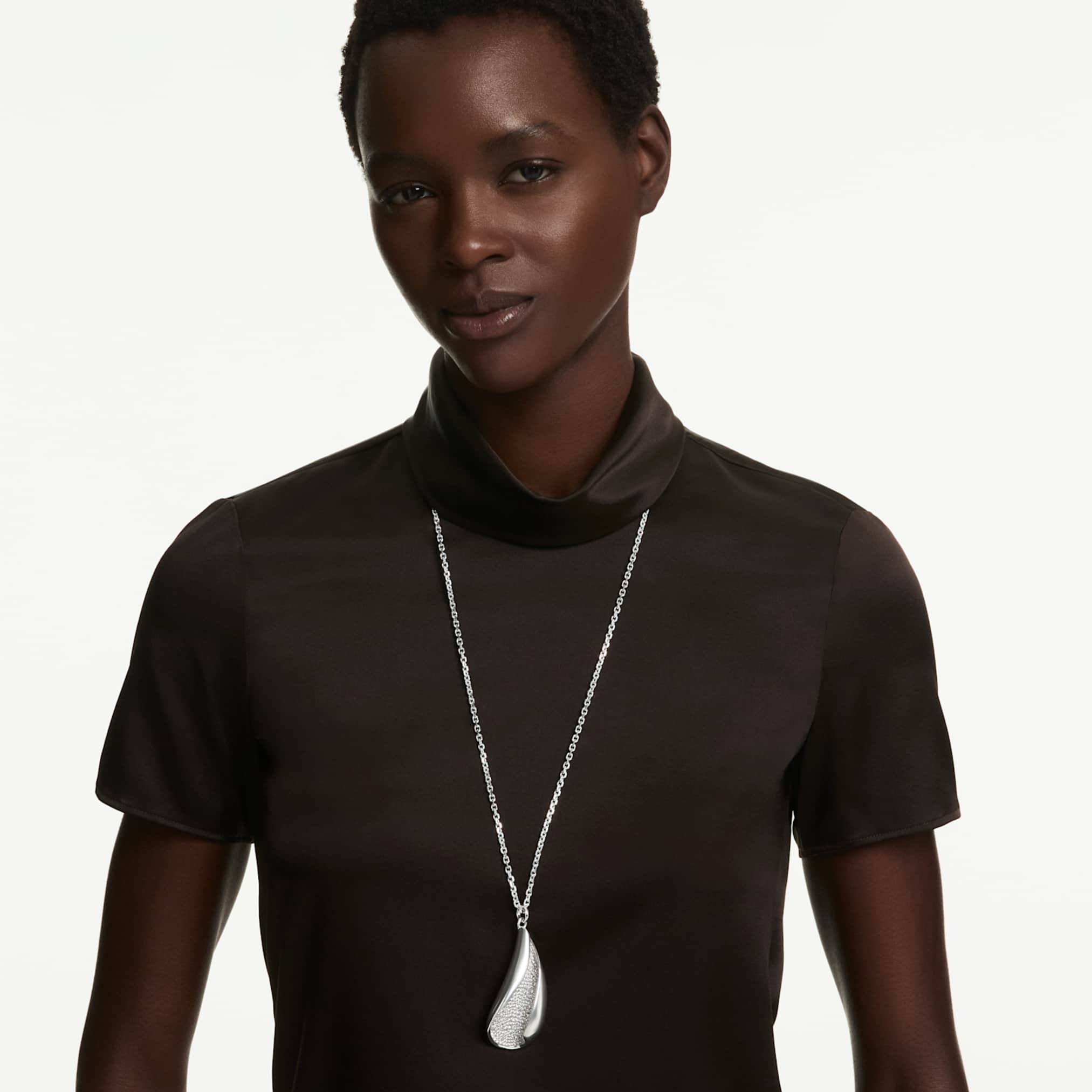 Swarovski Classica necklace Statement, Round cut, White, Sterling silver