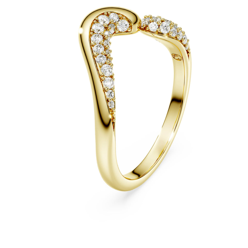Swarovski Classica open ring Round cut, White, Sterling silver, 18K gold finish