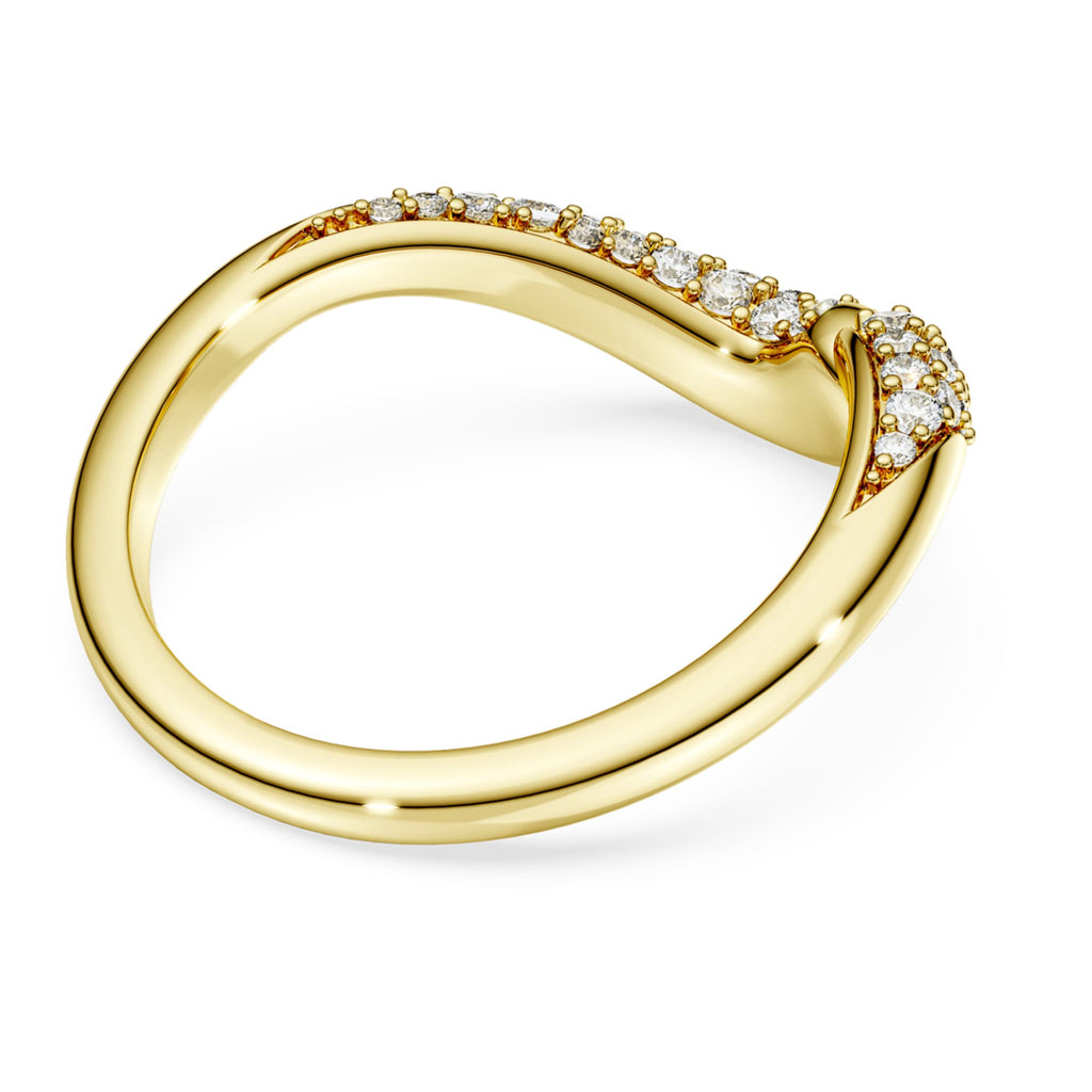 Swarovski Classica open ring Round cut, White, Sterling silver, 18K gold finish