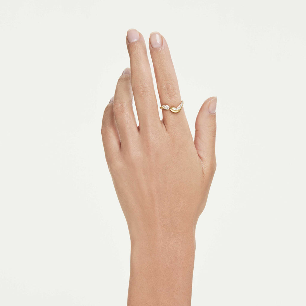 Swarovski Classica open ring Round cut, White, Sterling silver