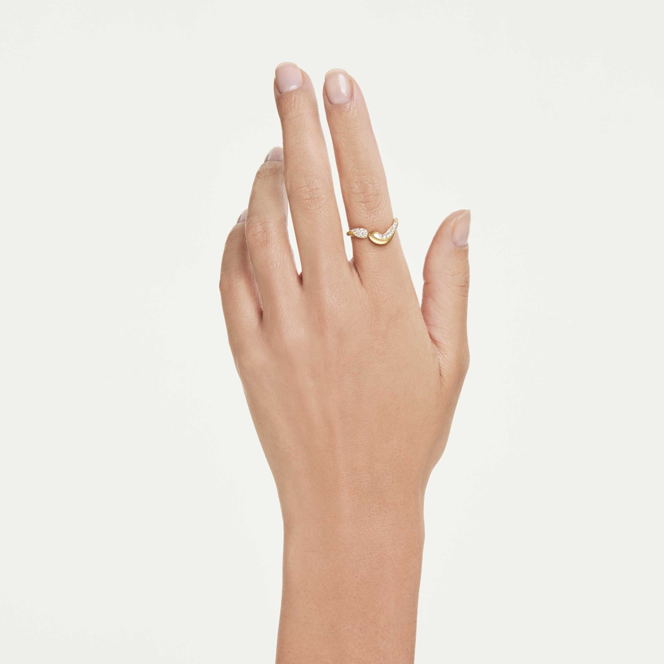 Swarovski Classica open ring Round cut, White, Sterling silver