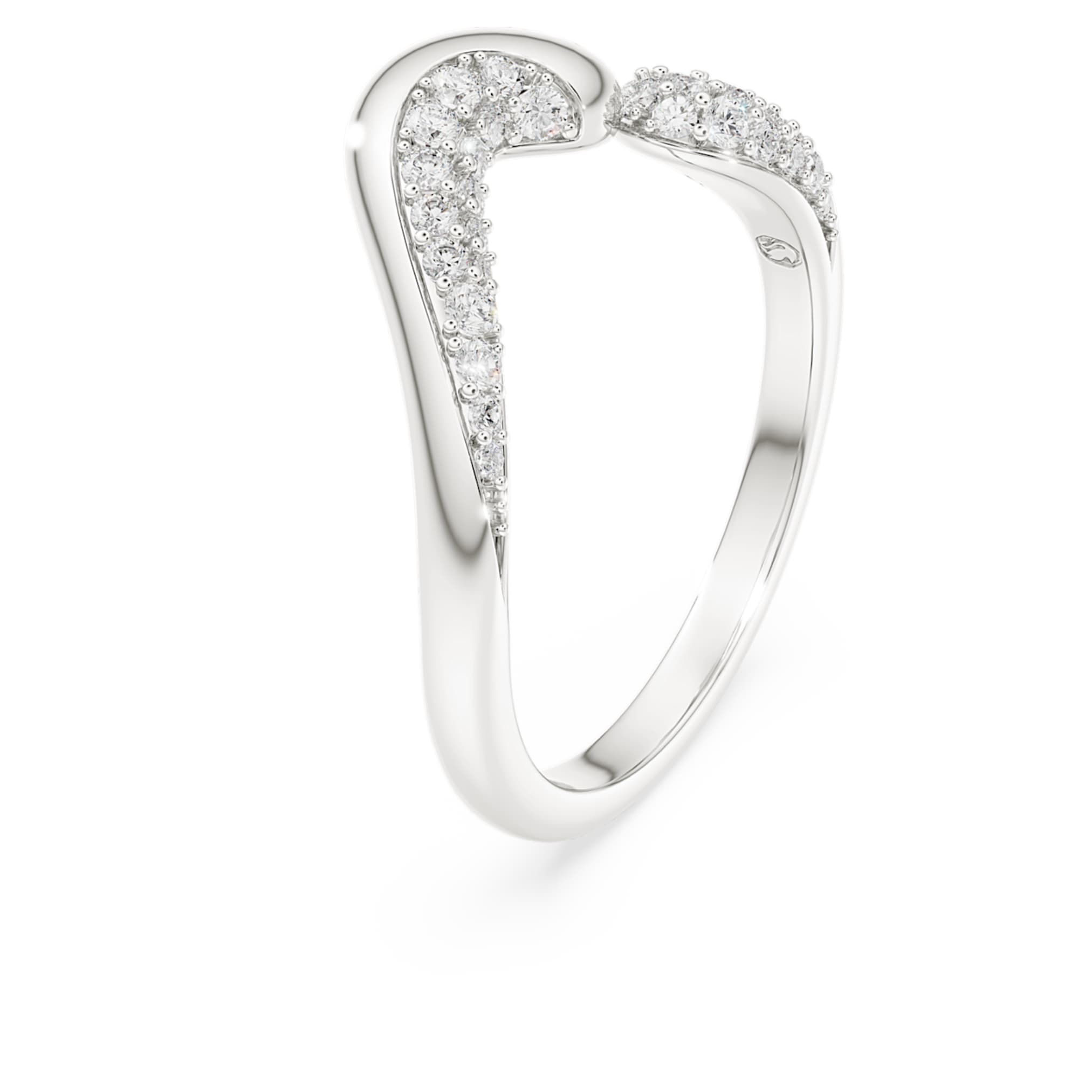 Swarovski Classica open ring Round cut, White, Sterling silver