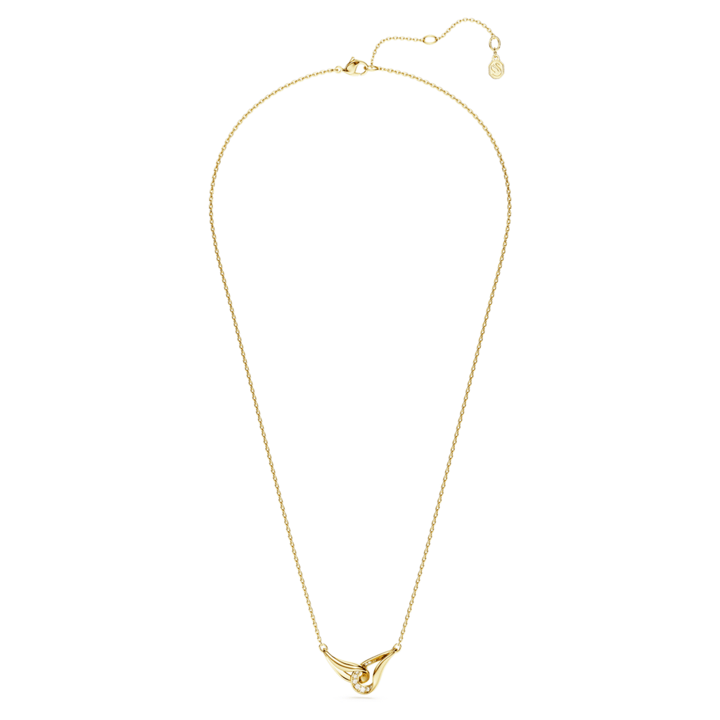 Swarovski Classica pendant Round cut, Interlocking, White, Sterling silver, 18K gold finish