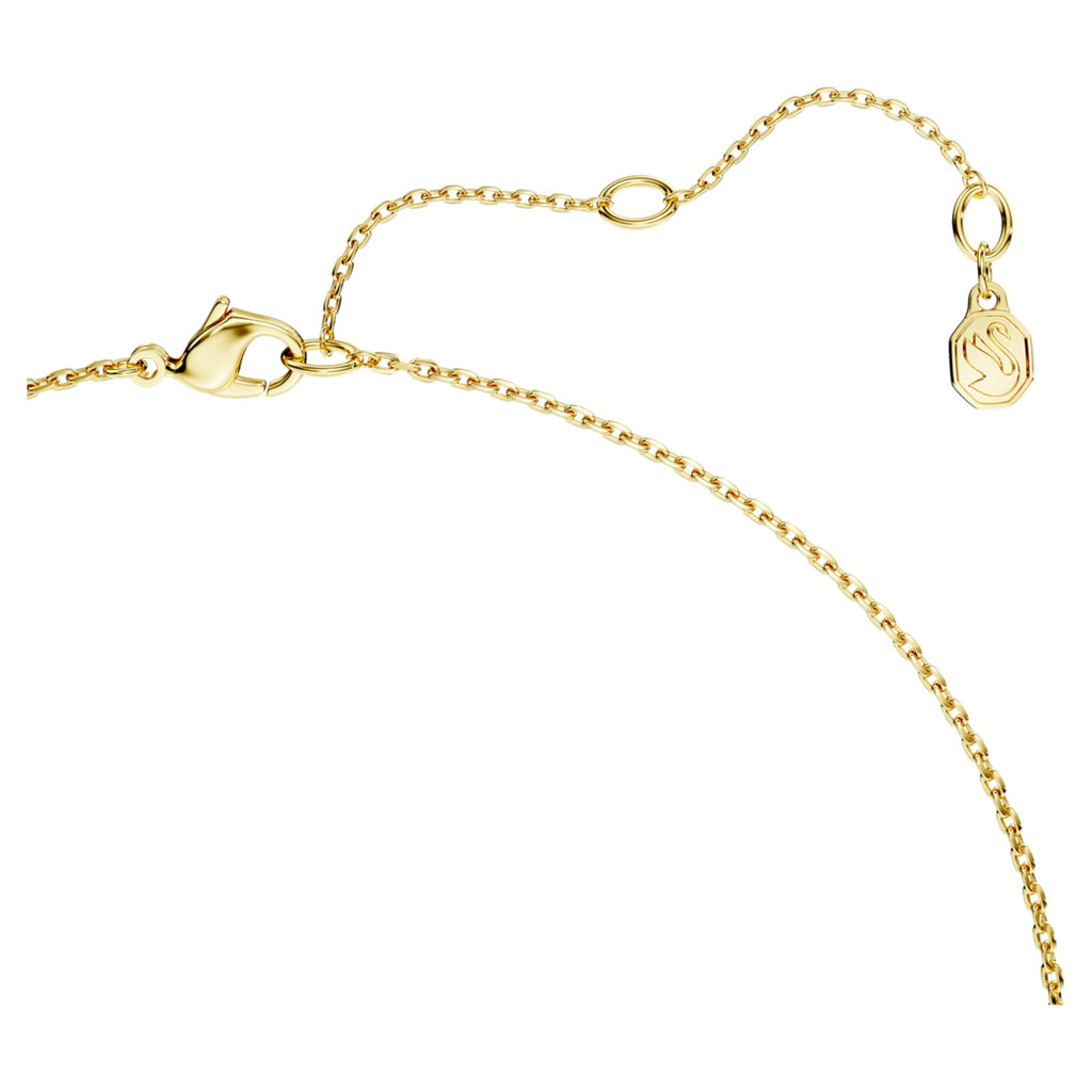 Swarovski Classica pendant Round cut, Interlocking, White, Sterling silver, 18K gold finish