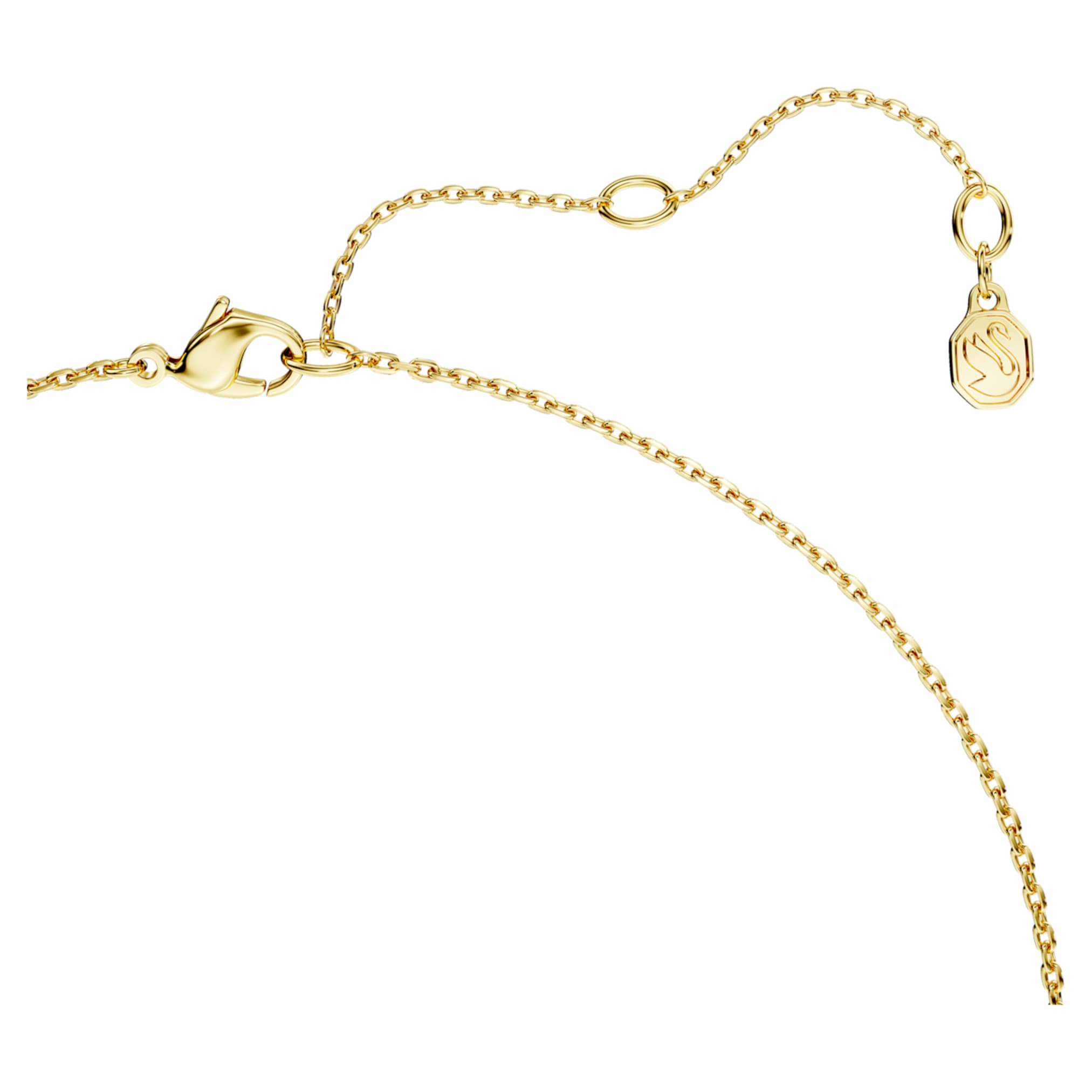 Swarovski Classica pendant Round cut, Interlocking, White, Sterling silver, 18K gold finish