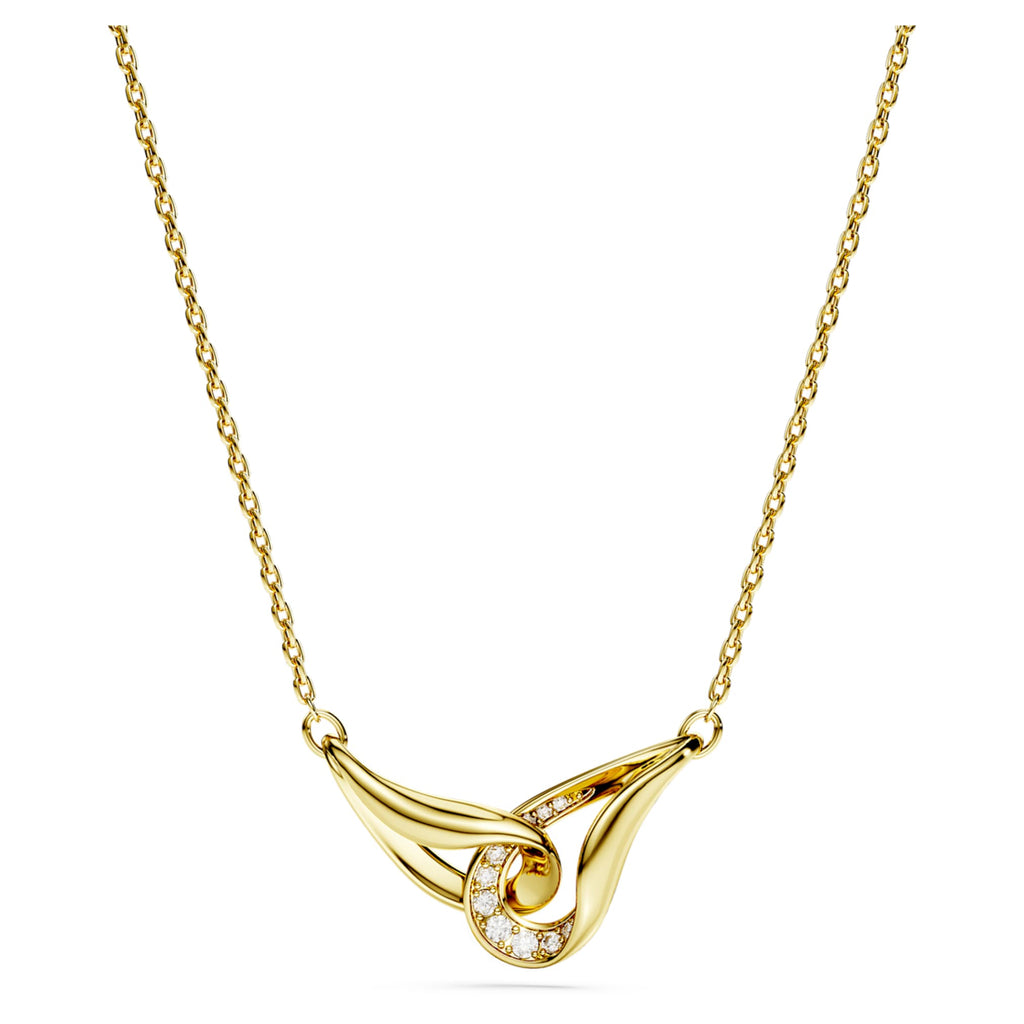 Swarovski Classica pendant Round cut, Interlocking, White, Sterling silver, 18K gold finish