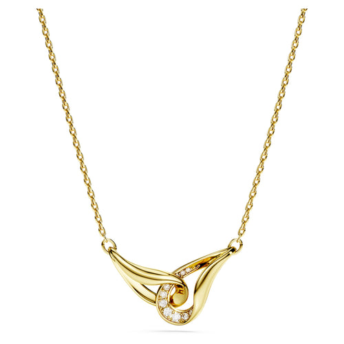Swarovski Classica pendant Round cut, Interlocking, White, Sterling silver, 18K gold finish