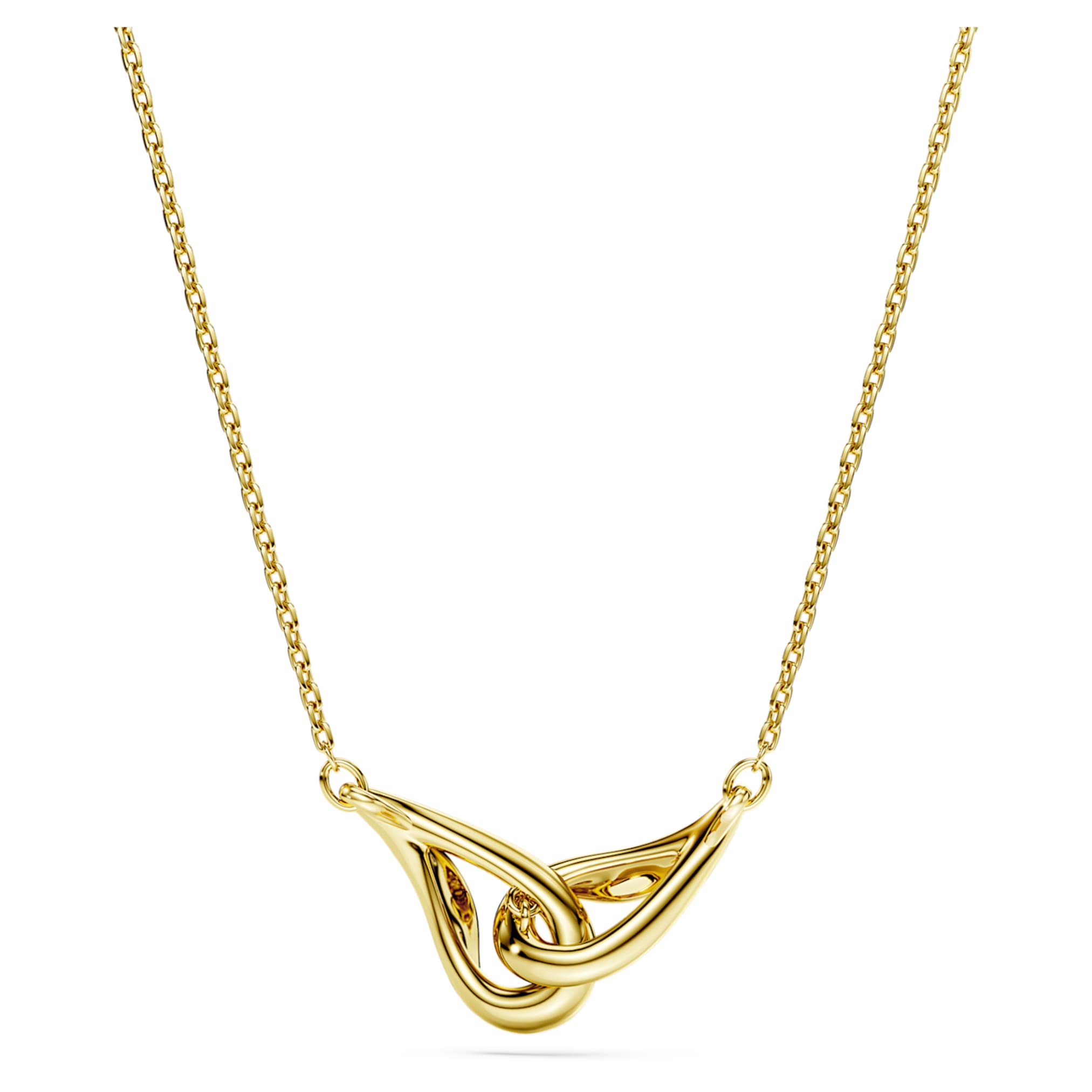 Swarovski Classica pendant Round cut, Interlocking, White, Sterling silver, 18K gold finish