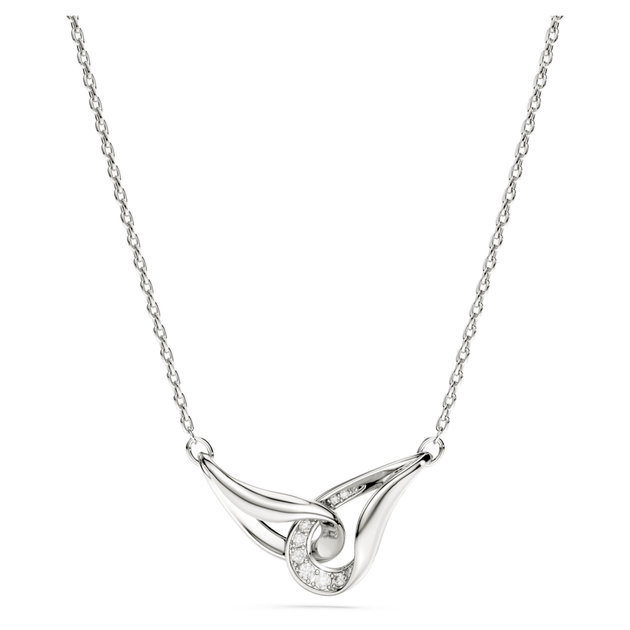 Swarovski Classica pendant Round cut, Interlocking, White, Sterling silver