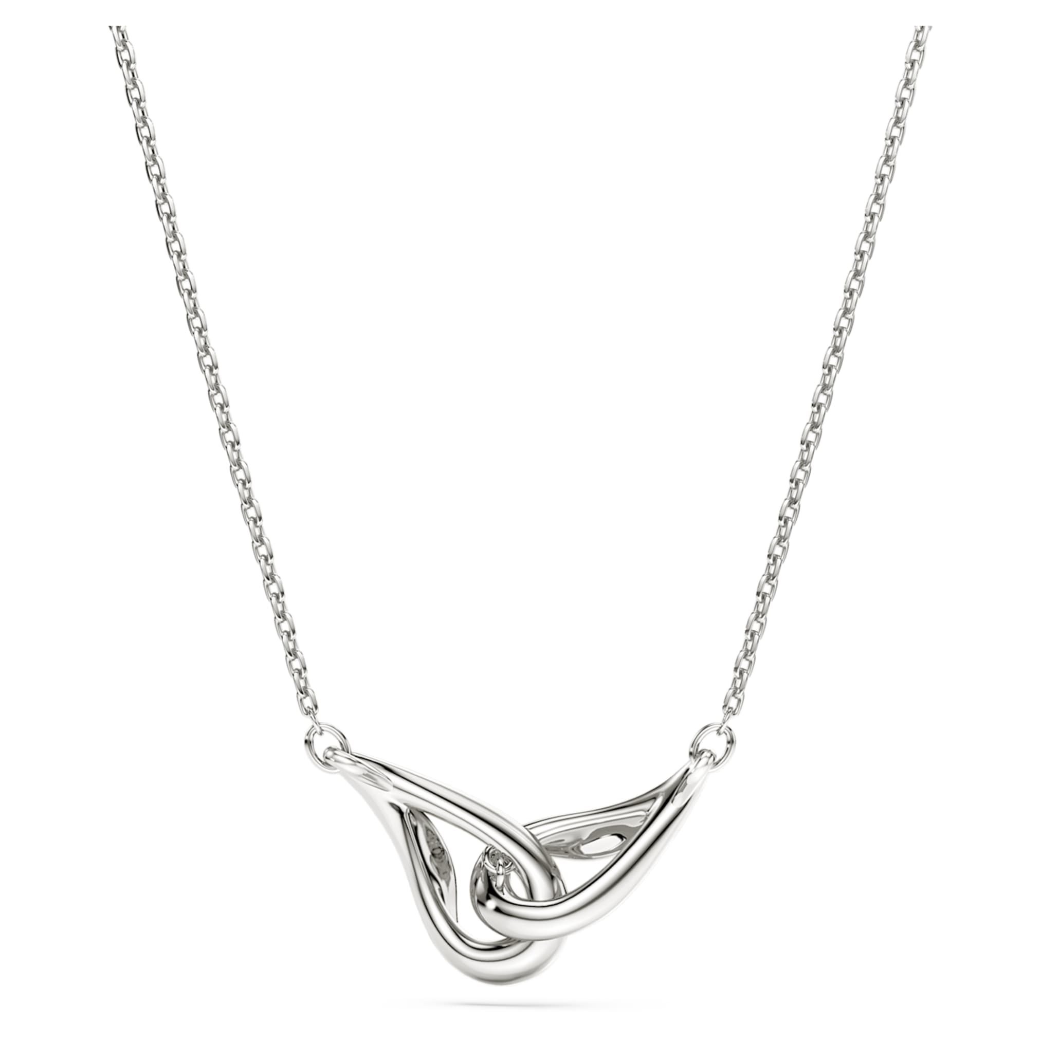 Swarovski Classica pendant Round cut, Interlocking, White, Sterling silver