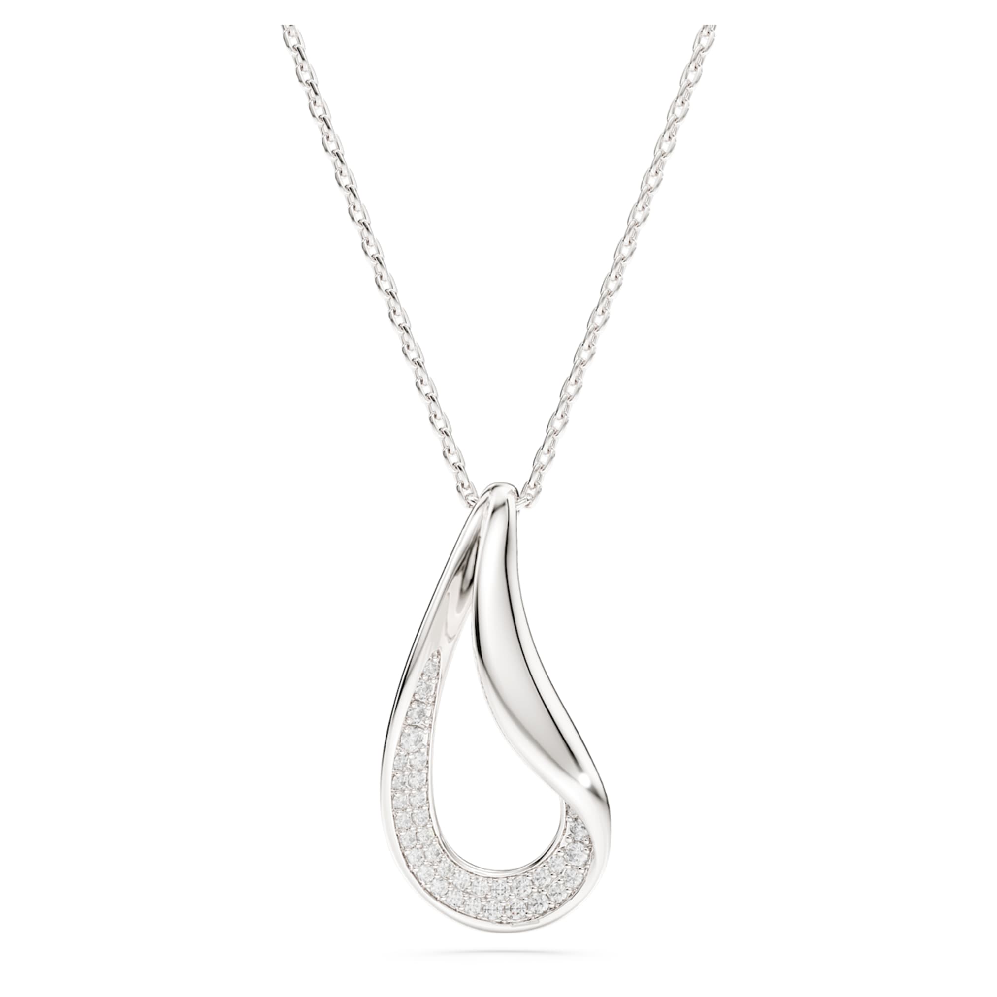Swarovski Classica pendant Round cut, Long, White, Sterling silver