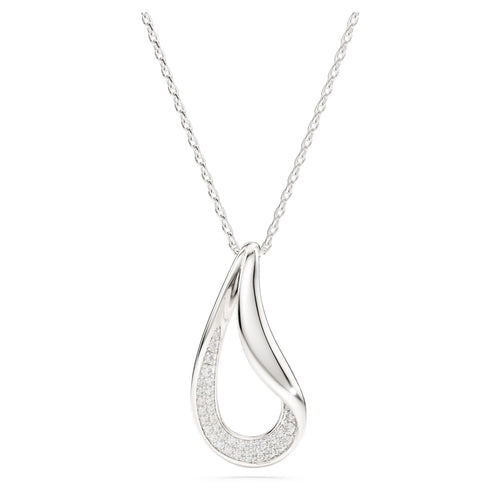 Swarovski Classica pendant Round cut, Long, White, Sterling silver