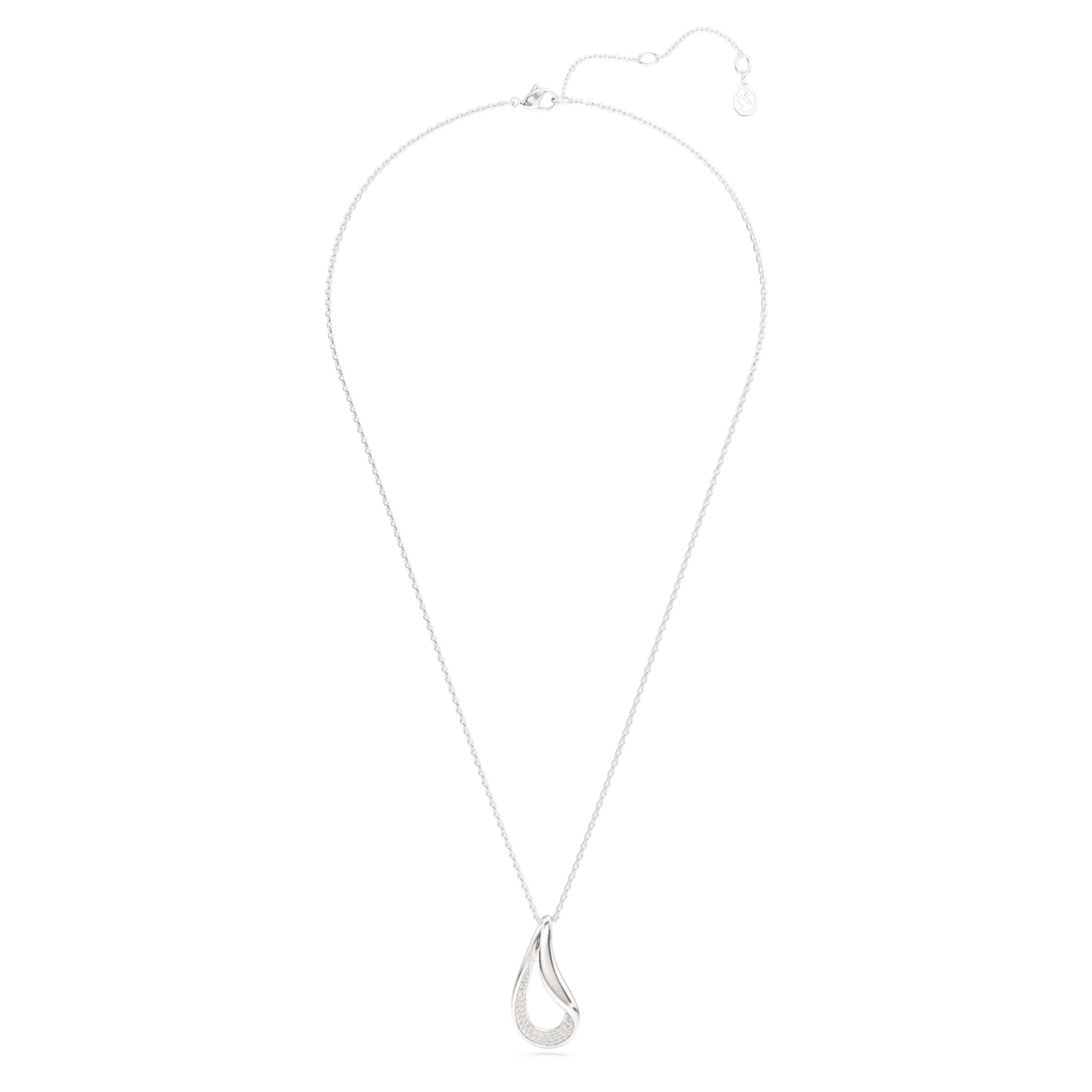 Swarovski Classica pendant Round cut, Long, White, Sterling silver