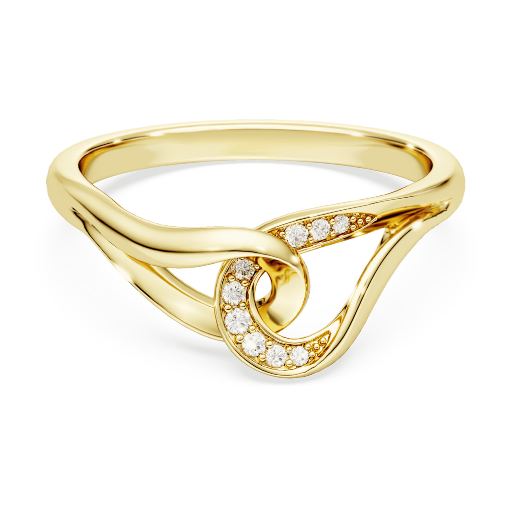 Swarovski Classica ring Round cut, Interlocking, White, Sterling silver, 18K gold finish
