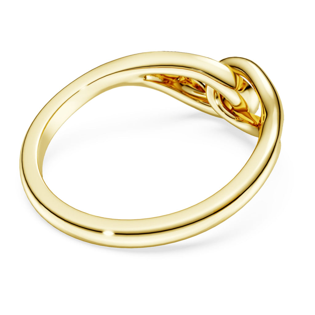 Swarovski Classica ring Round cut, Interlocking, White, Sterling silver, 18K gold finish