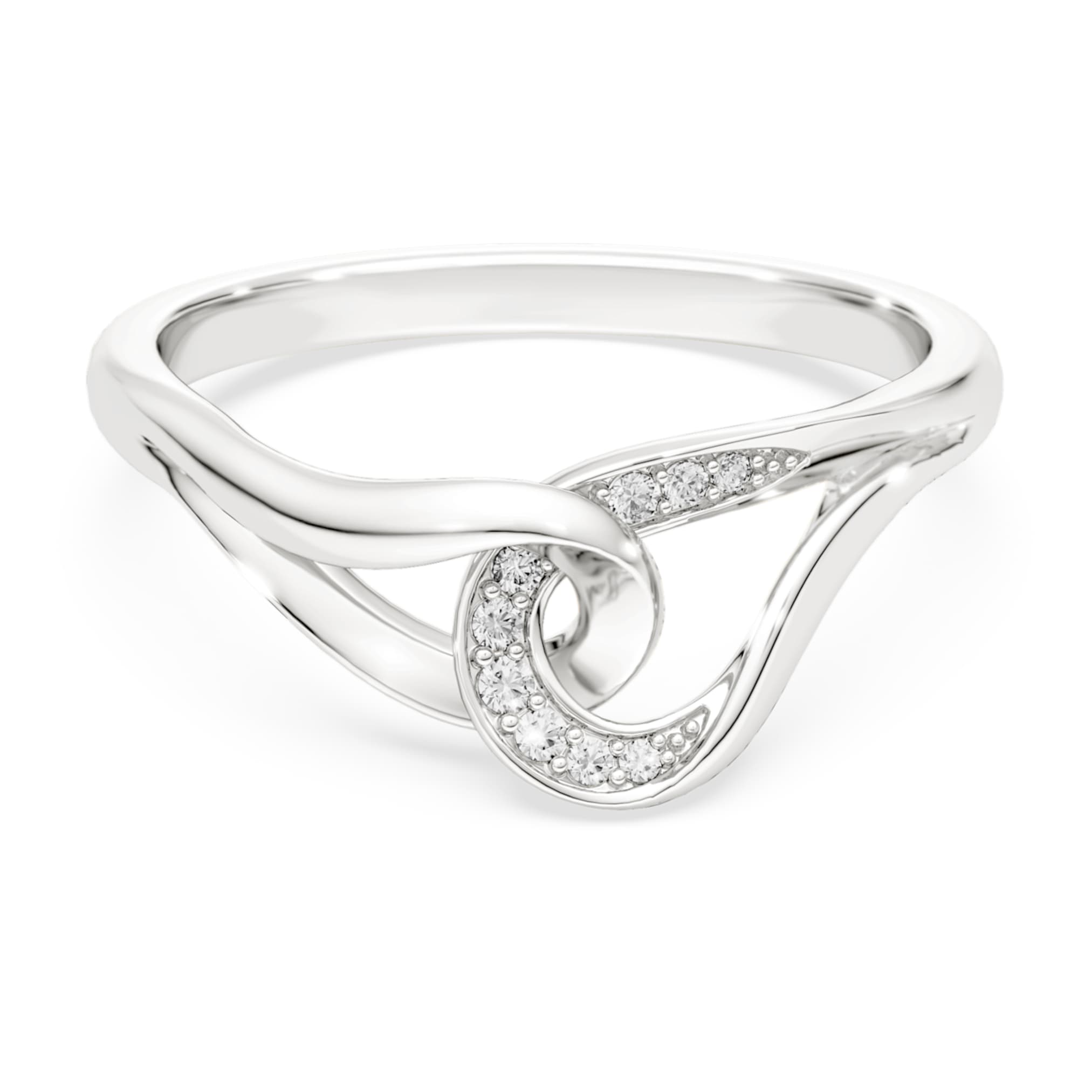 Swarovski Classica ring Round cut, Interlocking, White, Sterling silver