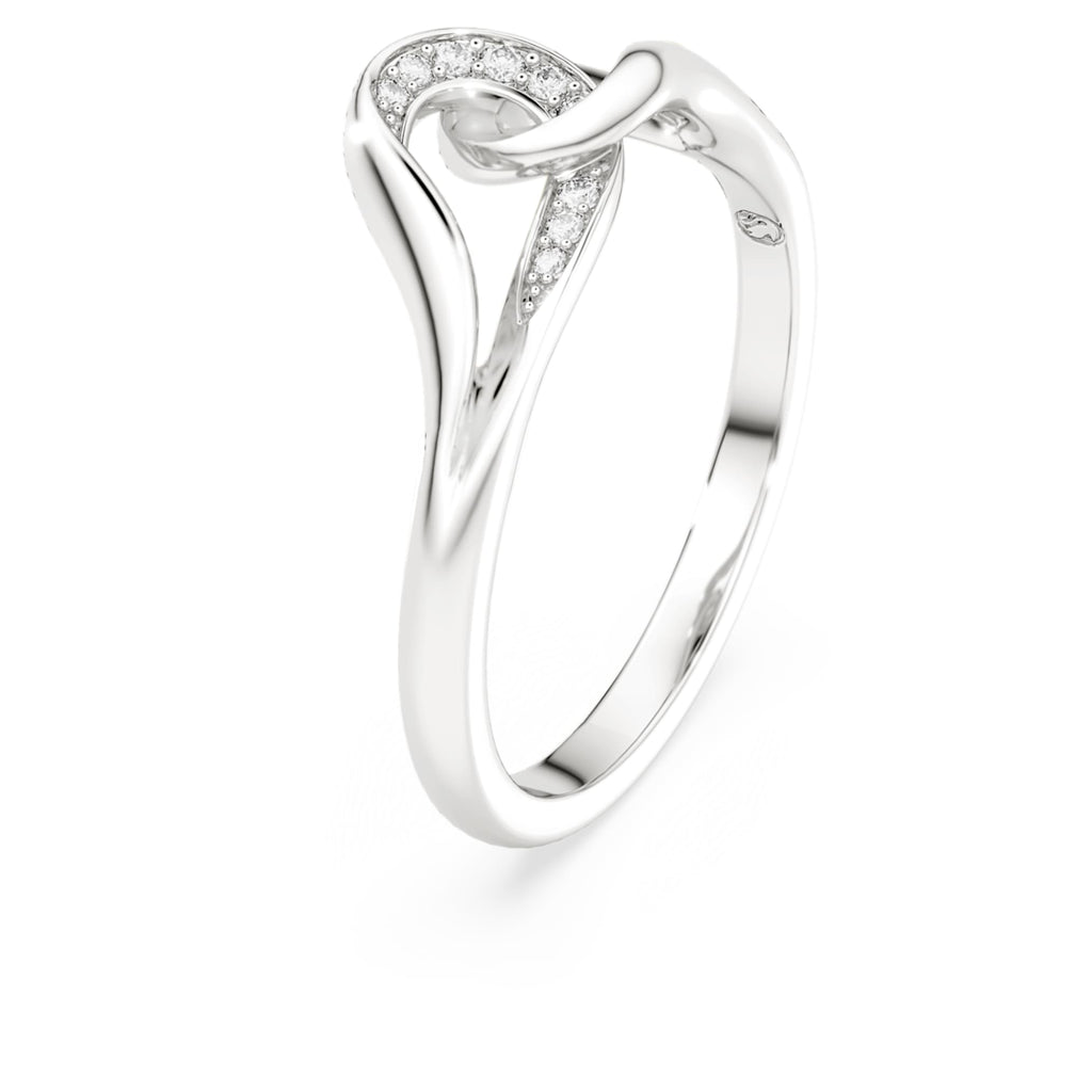 Swarovski Classica ring Round cut, Interlocking, White, Sterling silver