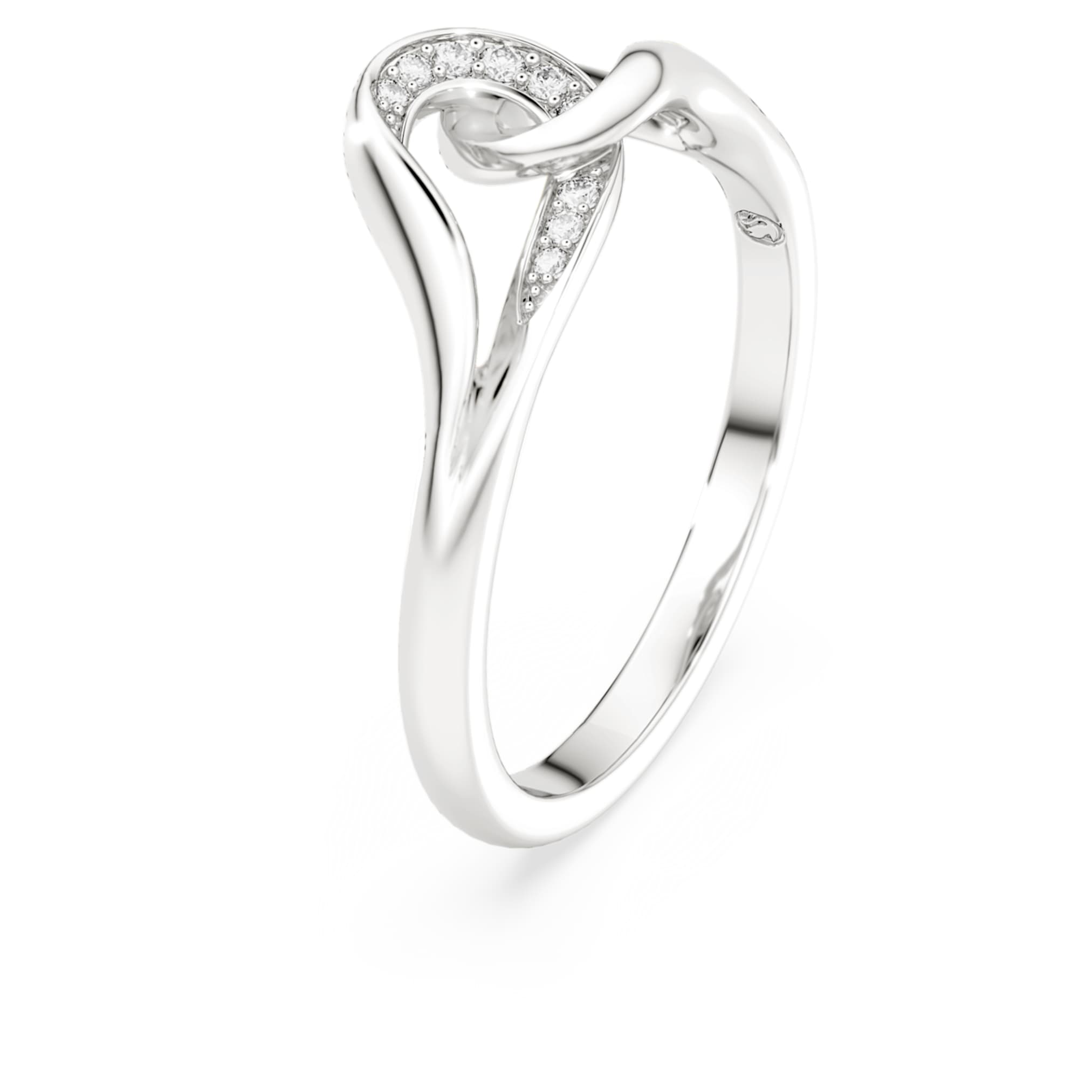 Swarovski Classica ring Round cut, Interlocking, White, Sterling silver