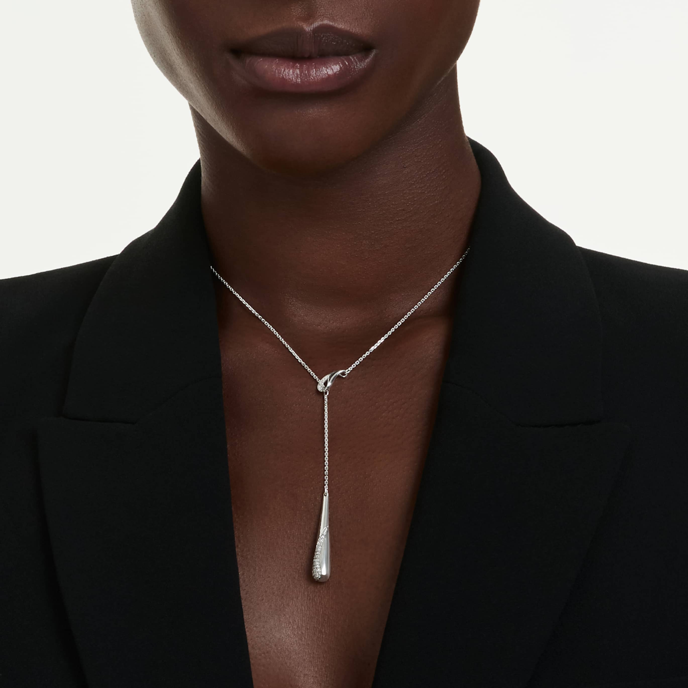 Swarovski Classica Y pendant Round cut, White, Sterling silver