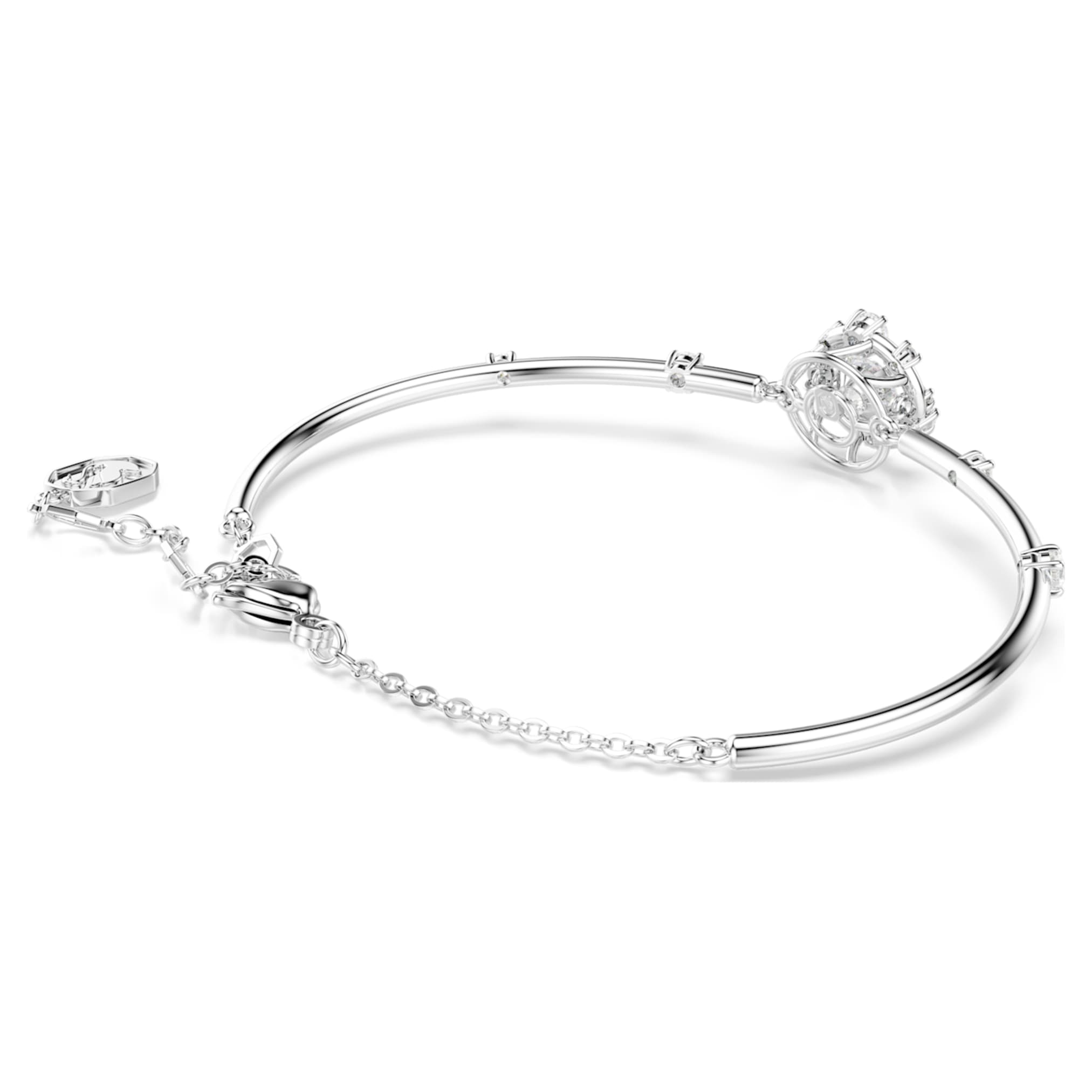 Swarovski Constella bangle Round cut, Dancing stone, White, Rhodium plated