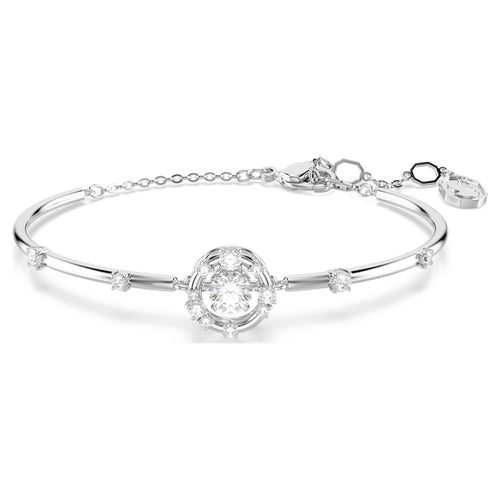 Swarovski Constella bangle Round cut, Dancing stone, White, Rhodium plated