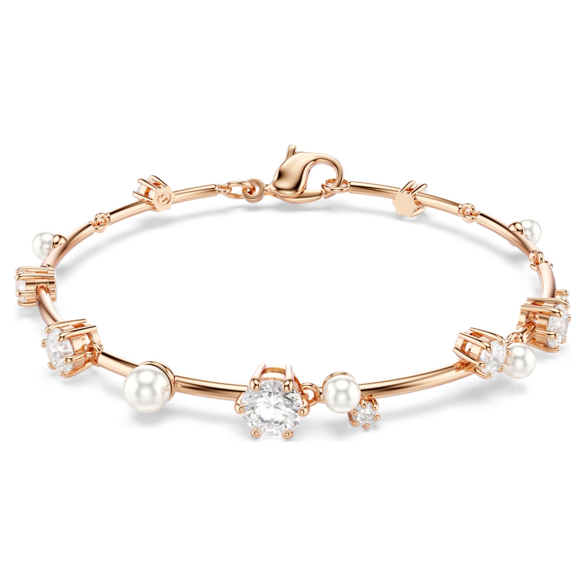 Swarovski Constella bracelet Crystal pearl, Round cuts, White, 18K rose gold finish