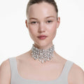 Swarovski Constella choker Crystal pearl, Round cut, White, Rhodium plated