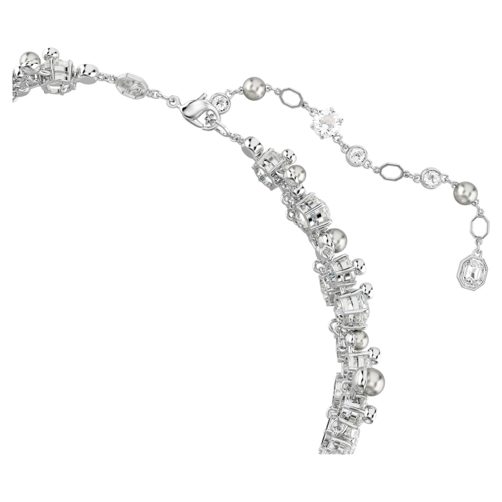Swarovski Constella choker Crystal pearl, Round cut, White, Rhodium plated
