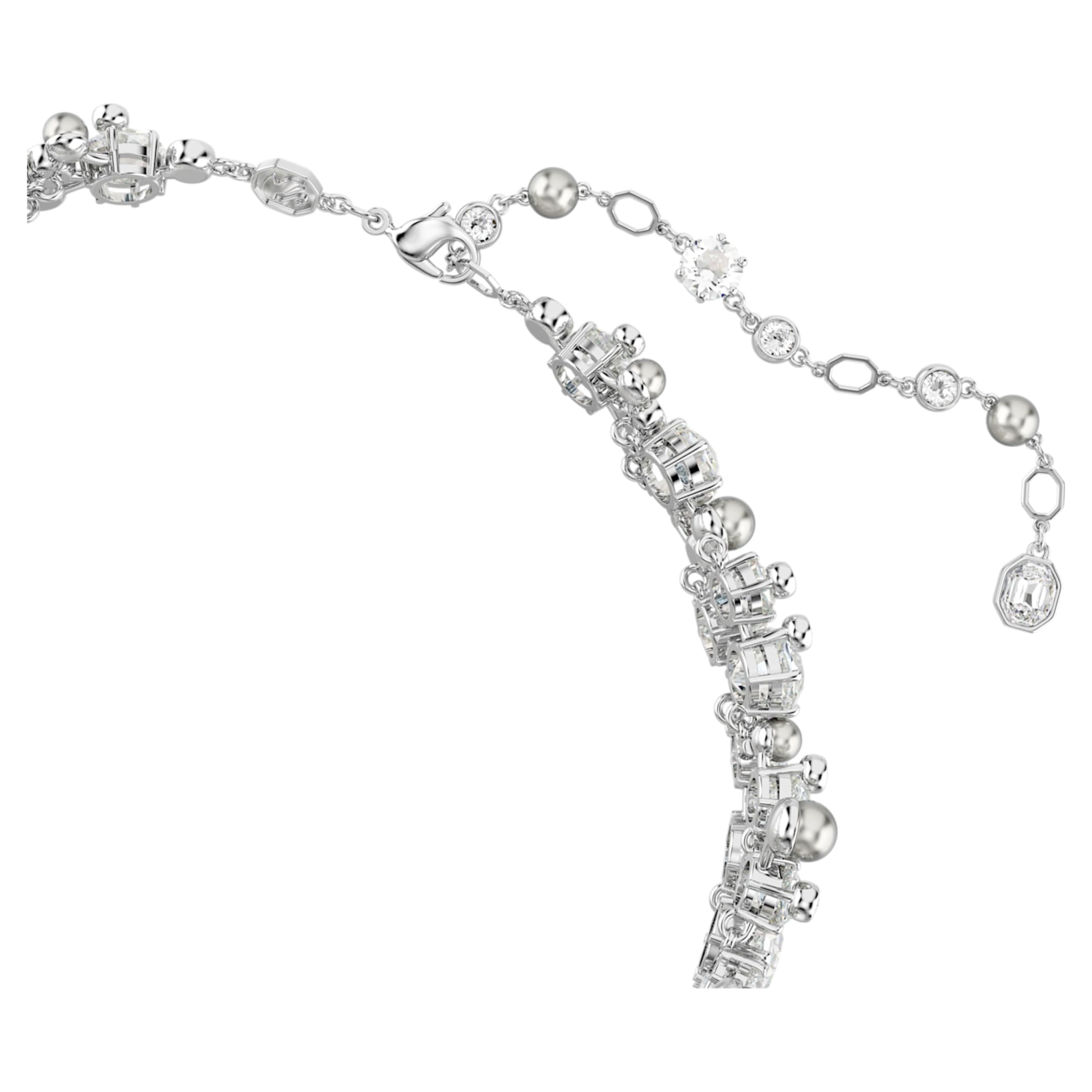 Swarovski Constella choker Crystal pearl, Round cut, White, Rhodium plated