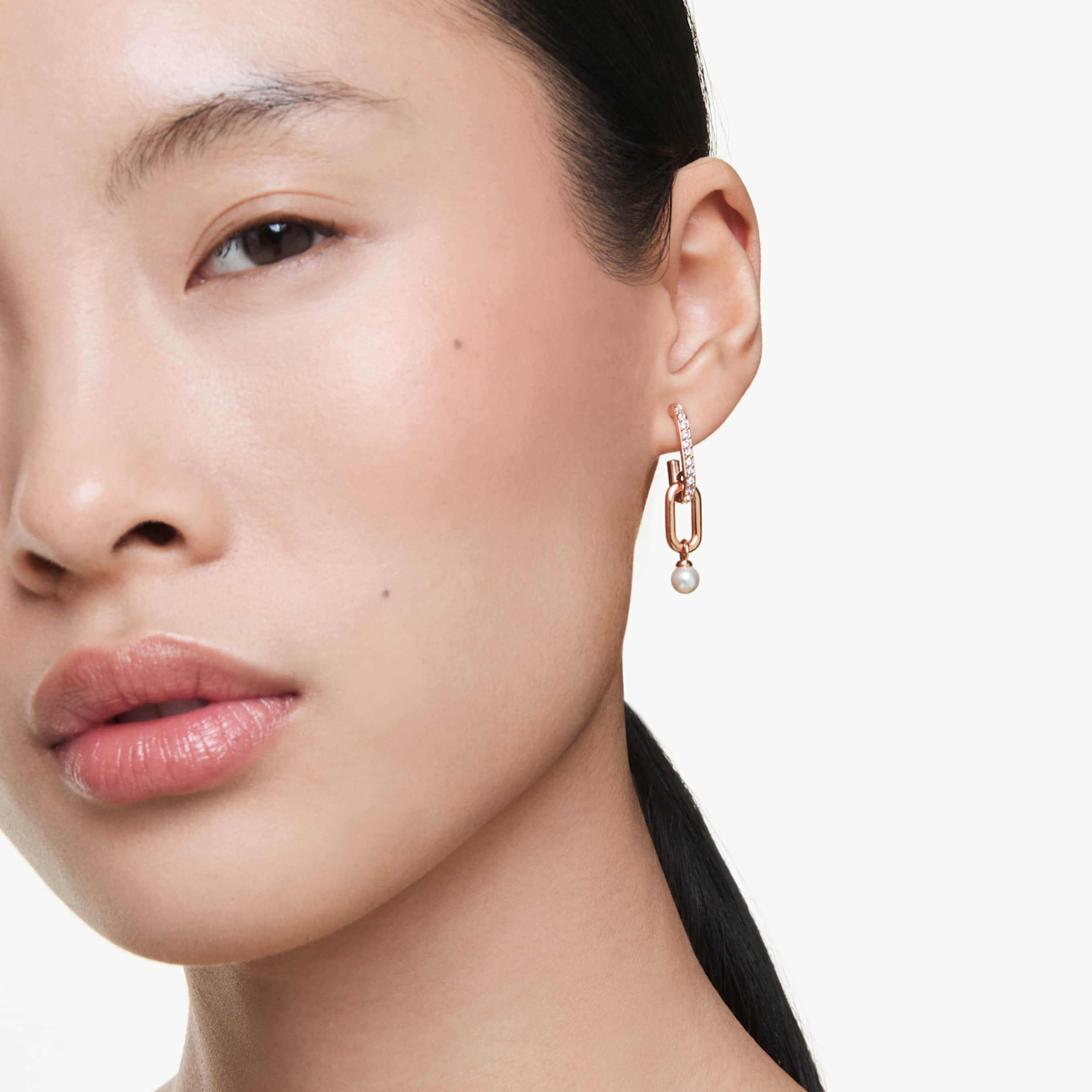 Swarovski Constella drop earrings Round cut, White, Rhodium plated
