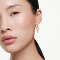 Swarovski Constella drop earrings Crystal pearl, Round cut, White, 18K rose gold finish