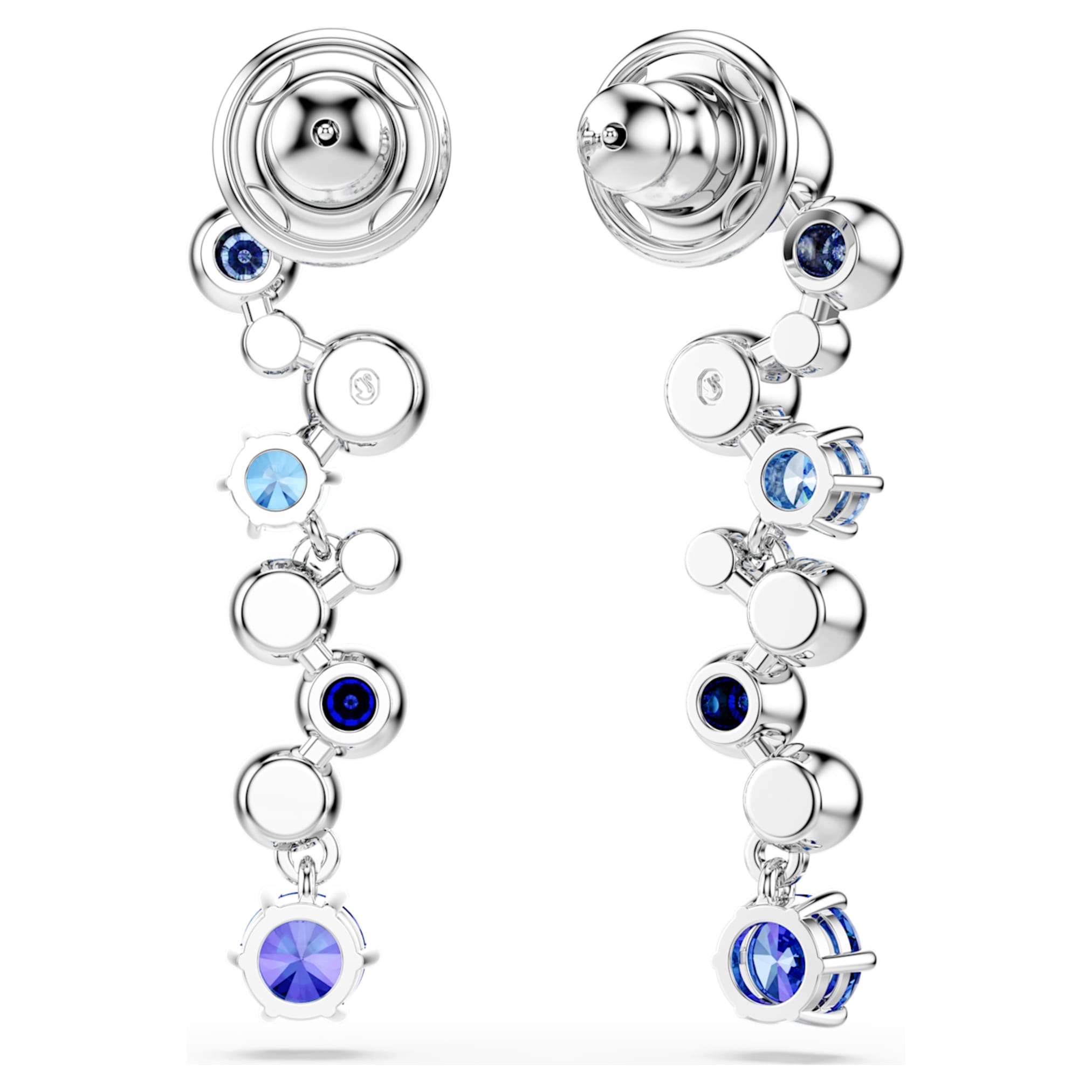Swarovski Constella drop earrings Mixed cuts, Blue, Rhodium plated