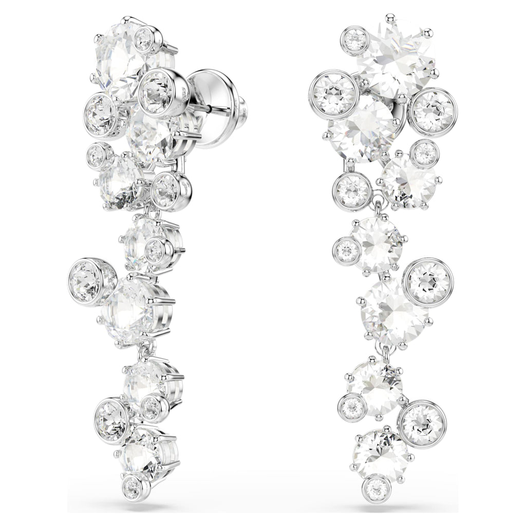 Swarovski Constella drop earrings Mixed cuts, White, Rhodium plated