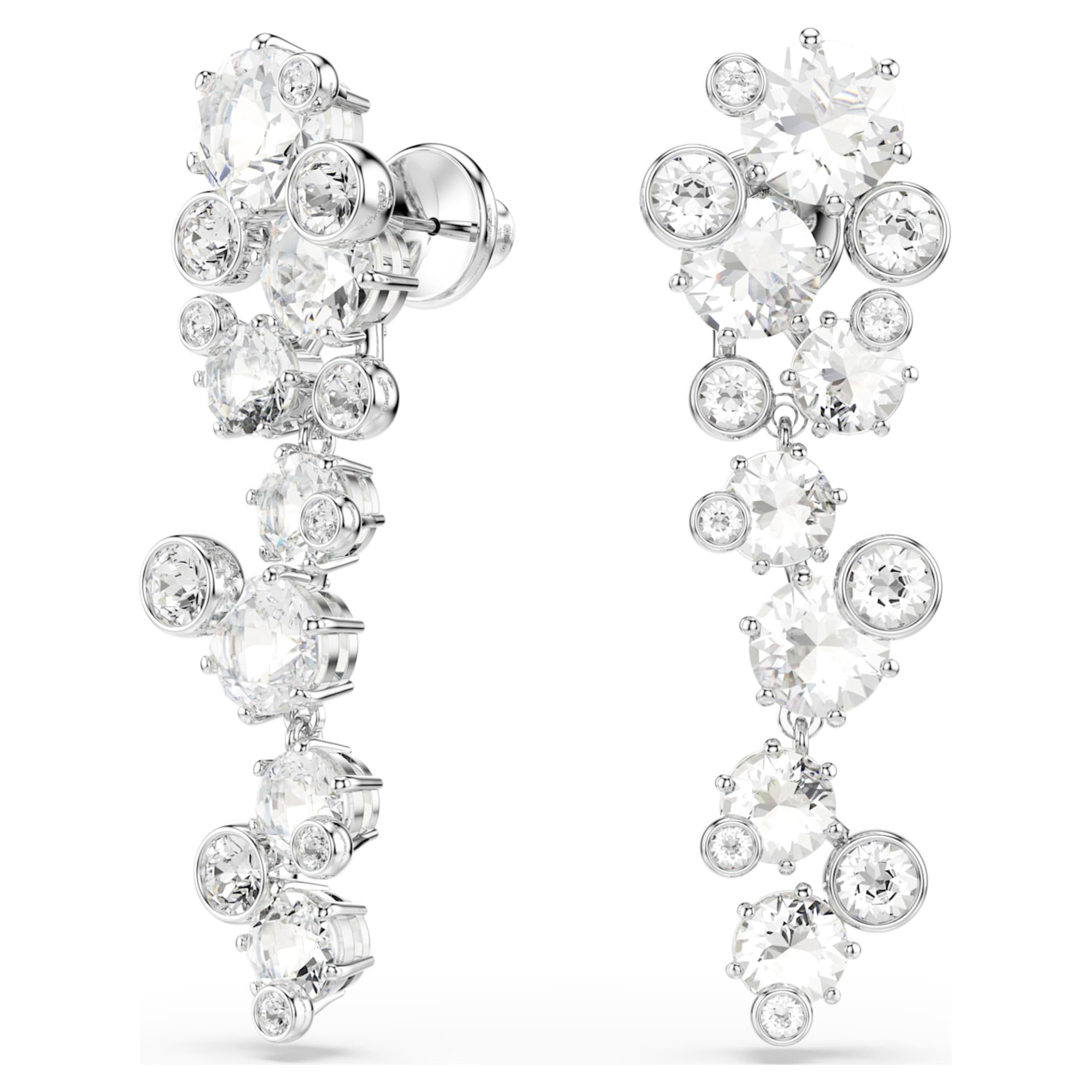 Swarovski Constella drop earrings Mixed cuts, White, Rhodium plated