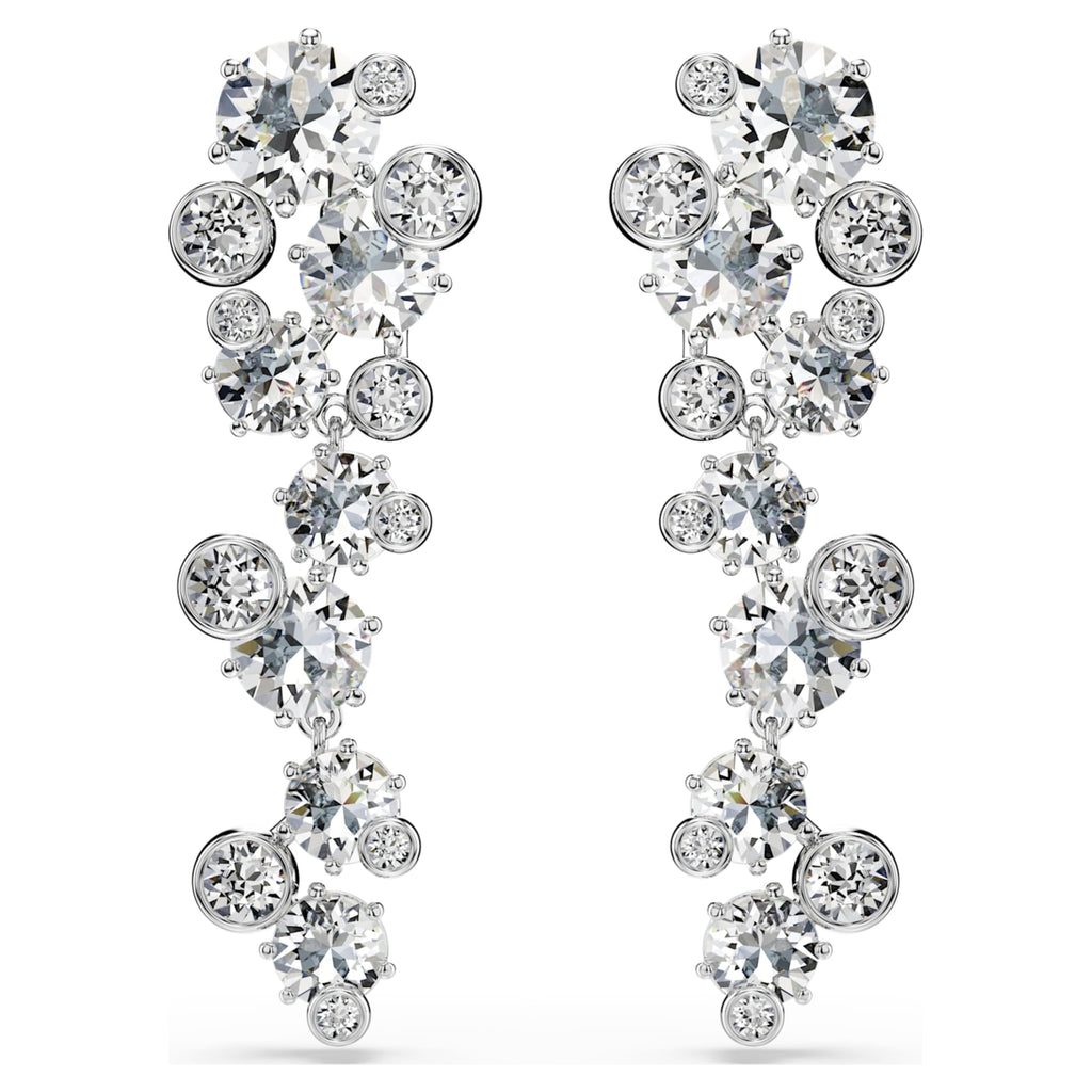 Swarovski Constella drop earrings Mixed cuts, White, Rhodium plated