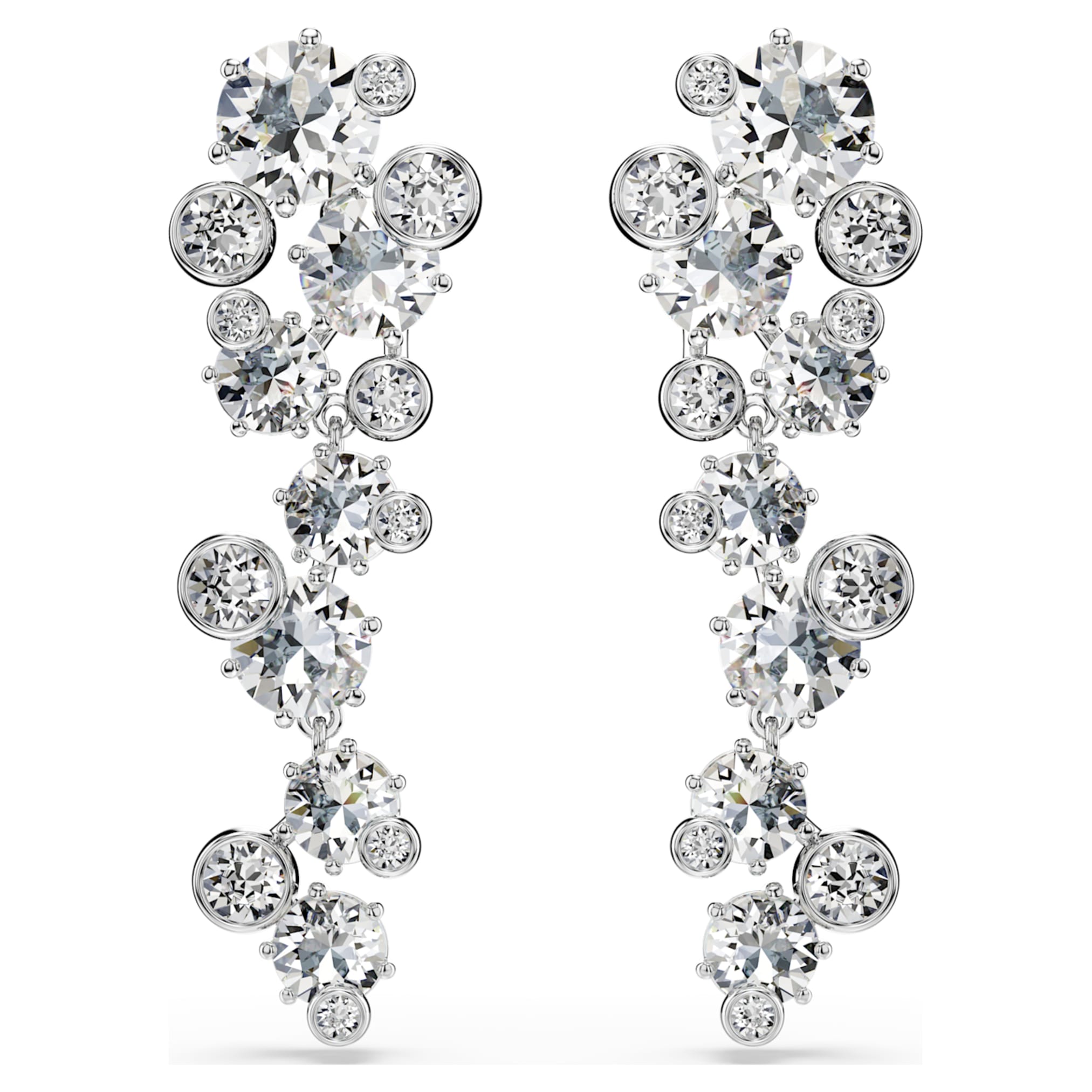 Swarovski Constella drop earrings Mixed cuts, White, Rhodium plated