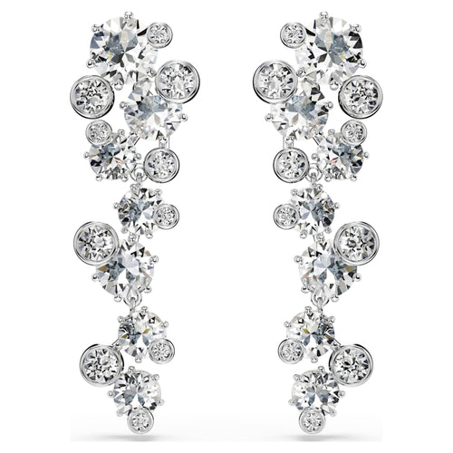 Swarovski Constella drop earrings Mixed cuts, White, Rhodium plated